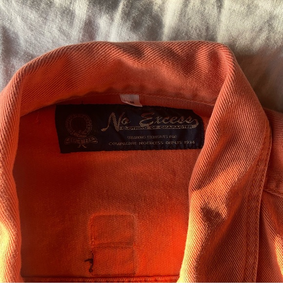 No Excess 100% Cotton Oversized Drop Shoulder Salmon Jean Jacket - Picture 3 of 10